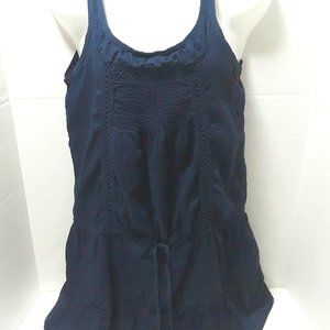 Abercrombie & Fitch Mini Tank Dress or Tunic Top Navy Crochet Lined S